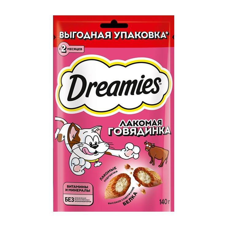 Лакомство для кошек Dreamies с добавлением говядины 140 гр., пауч