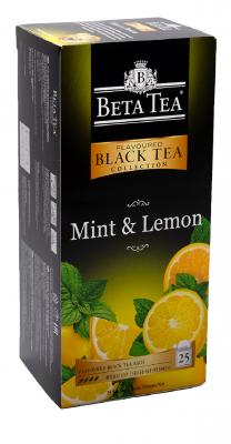 Чай Beta Tea Mint & lemon черный, 25 пакетов, 50 гр., картон