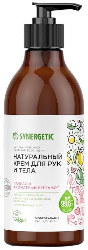 Крем для рук и тела Synergetic Пачули и ароматный бергамот 380 мл., флакон с дозатором