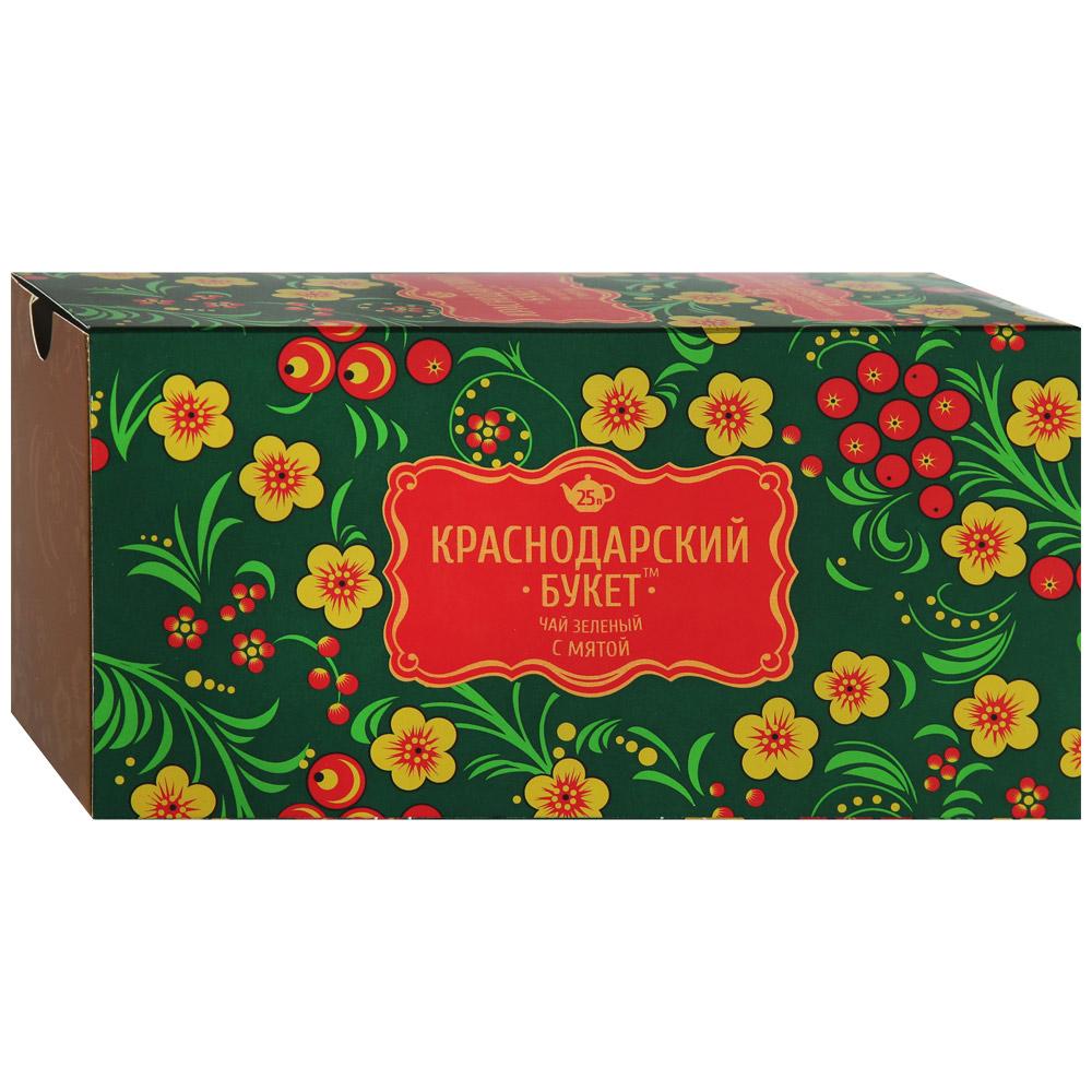 Чай Краснодарский букет зеленый с мятой, 25 пак.х 2 гр., картон