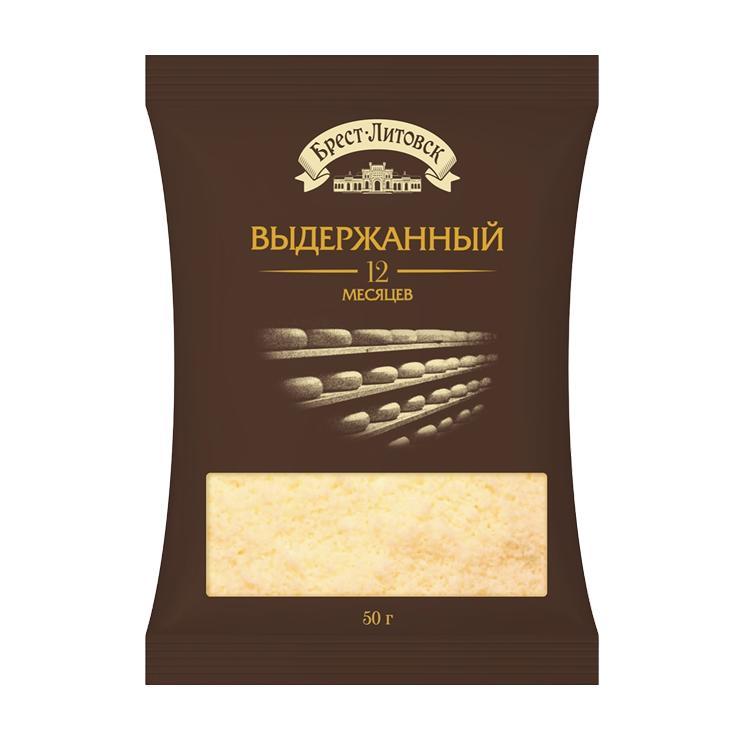 Сыр твердый Брест-Литовск выдержанный тертый 45% 50 гр., флоу-пак
