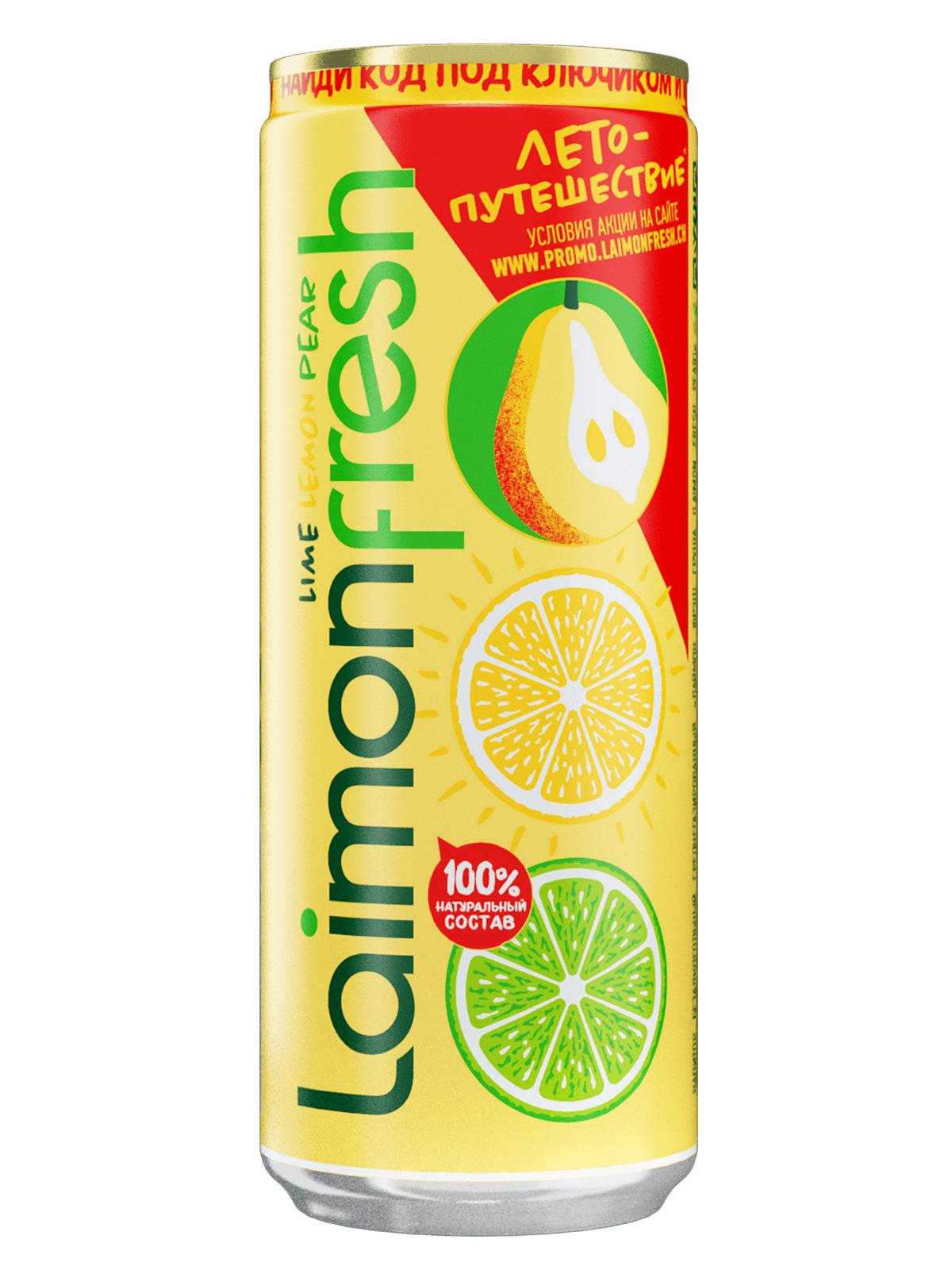 Напиток газированный Laimon Fresh груша 330 мл., ж/б