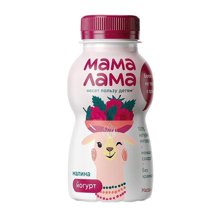 Йогурт питьевой Мама Лама малина 2,5% 200 гр., ПЭТ