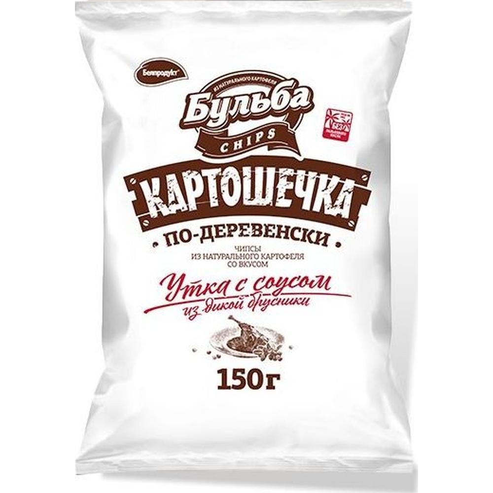 Чипсы из сырого картофеля Бульба Картошечка по-деревенски со вкусом утки в соусе из брусники 150 гр., флоу-пак