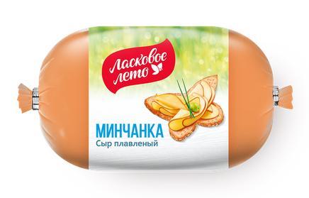 Cыр плавленый колбасный Ласковое лето Минчанка копченый 40% 300 гр., полиамид