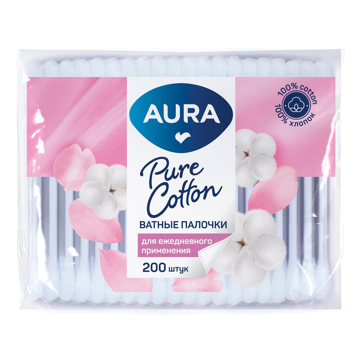 Ватные палочки Aura Beauty 200 шт., флоу-пак