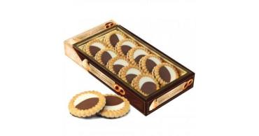 Печенье сдобное глазированное с кремовой начинкой, декор кокосовой стружкой Бискотти, 1,95 кг., картонная коробка