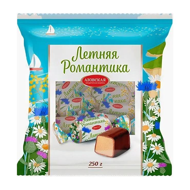 Конфеты Азовская КФ летняя романтика помадные глазированные 250 гр., флоу-пак
