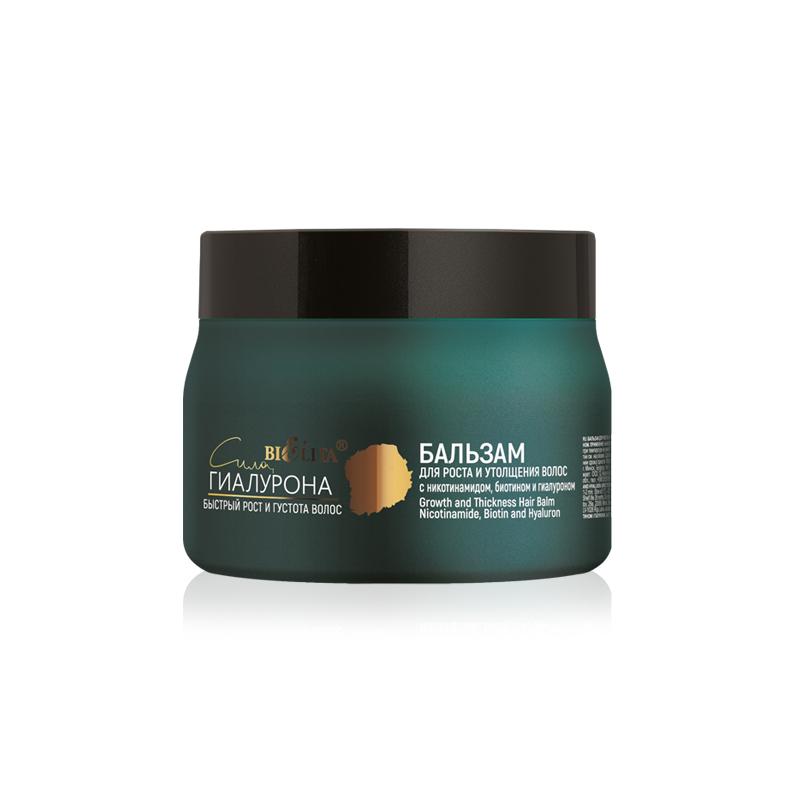 Бальзам для волос Bielita сила гиалурона для роста и утолщения с никотинамидом и биотином 300 мл., банка