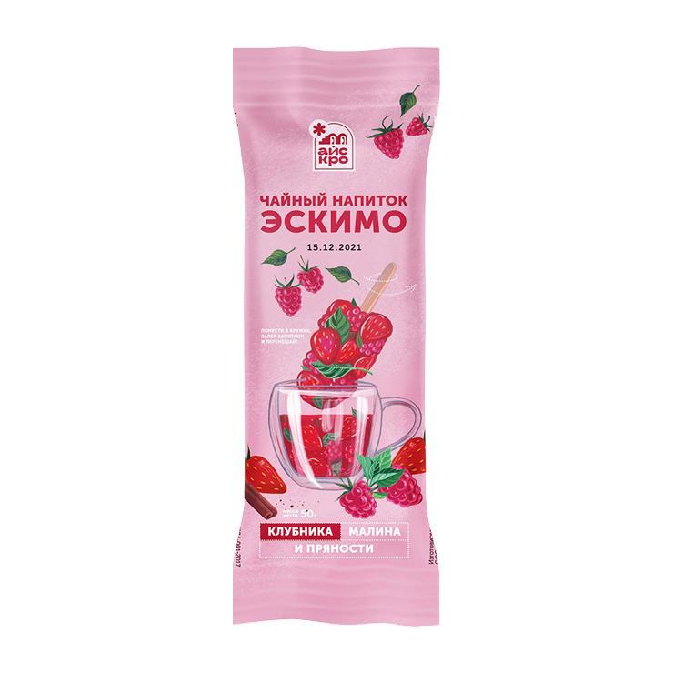 Напиток растворимый Айскро чайный эскимо с клубникой малиной и пряностями замороженный 50 гр., флоу-пак