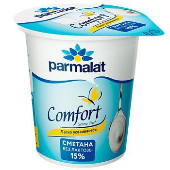 Сметана Parmalat Comfort безлактозная 15% 300 гр., ПЭТ
