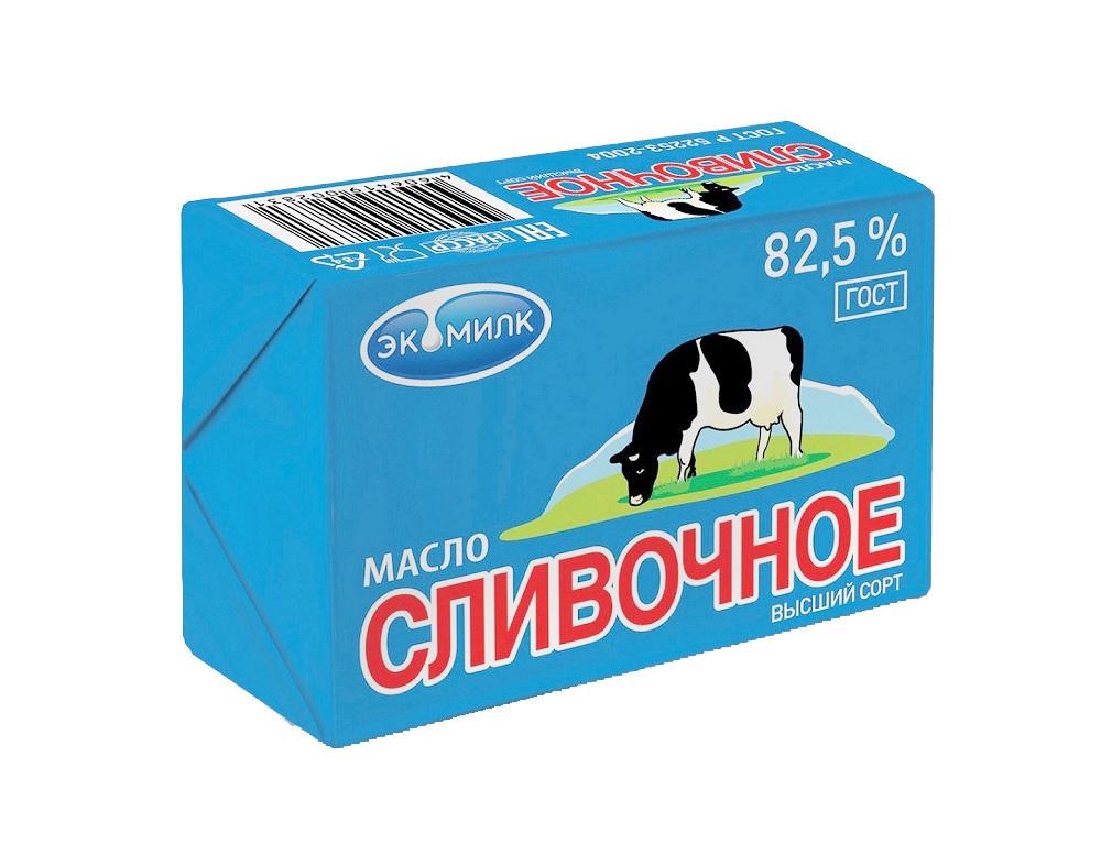 Масло сливочное Экомилк традиционное 82,5% 100 гр., обертка