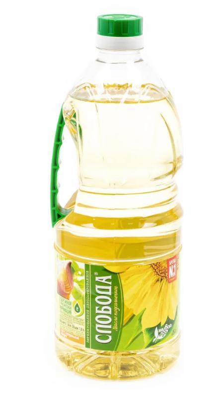 Масло подсолнечное Слобода рафинированное первый сорт 1,8 л., ПЭТ