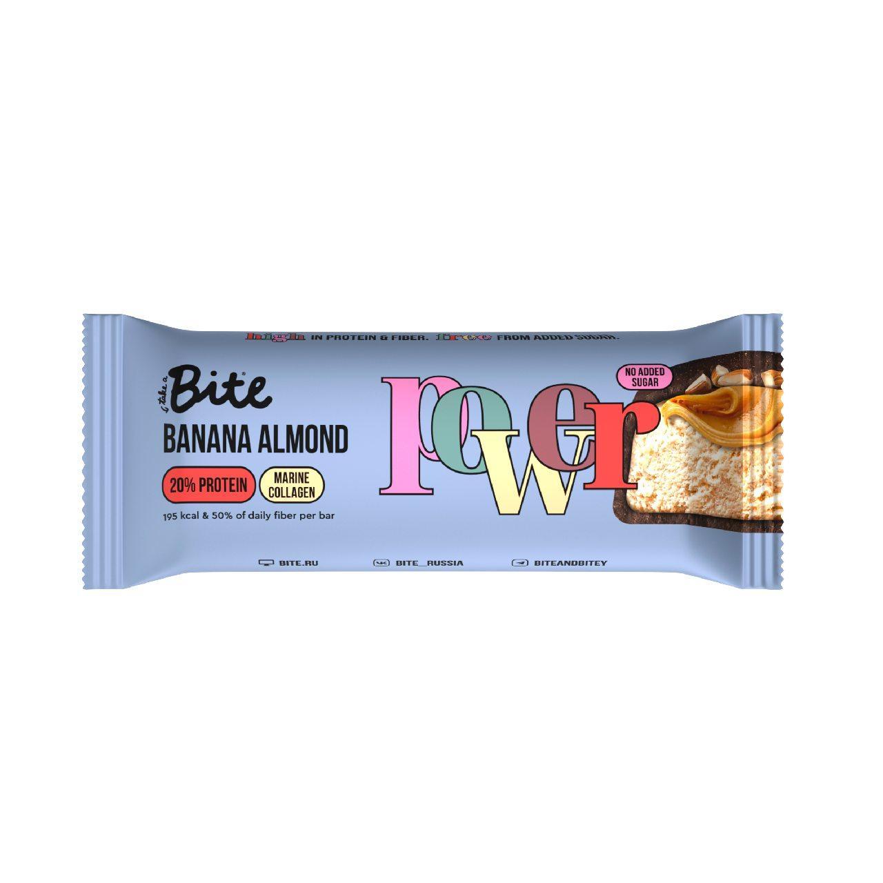 Батончик Take a Bite протеиновый Банан-миндаль 50 гр., флоу-пак
