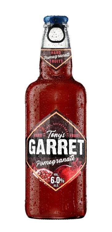 Пивной напиток Tony's Garret гранат фильтрованный пастеризованный 6% 400 мл., стекло