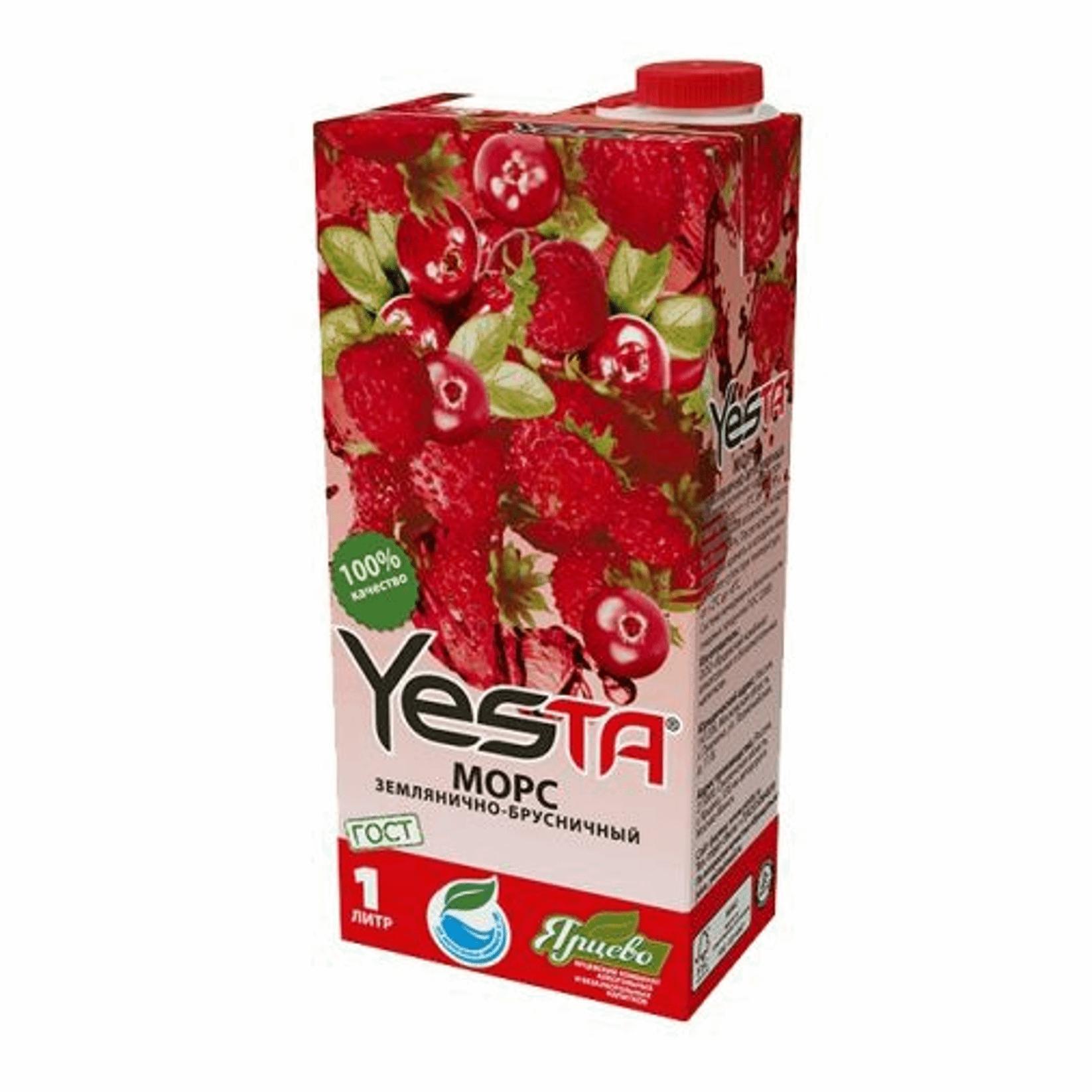 Морс Yesta землянично брусничный 950 мл., тетра-пак