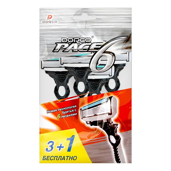 Станок одноразовый мужской Dorco PACE 6 4 шт., флоу-пак