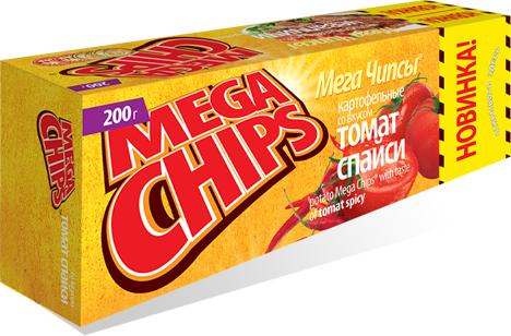 Чипсы Mega Chips картофельные со вкусом томата спайси 200 гр., картон