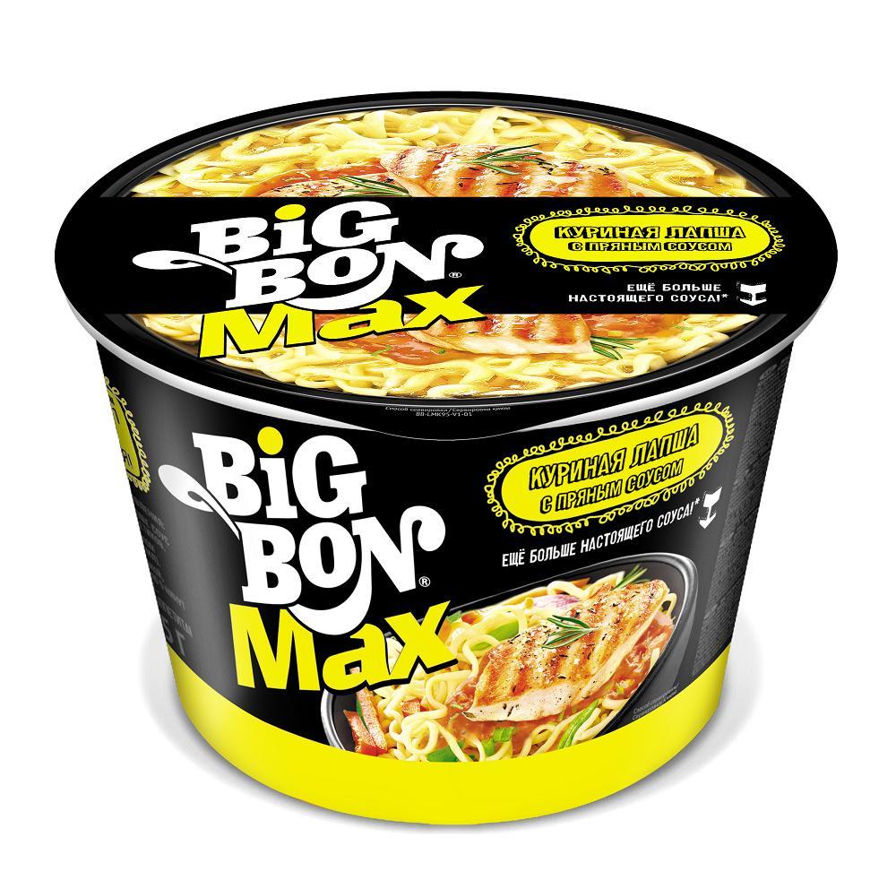 Лапша быстрого приготовления Big Bon Max куриная с пряным соусом 95 гр., стакан