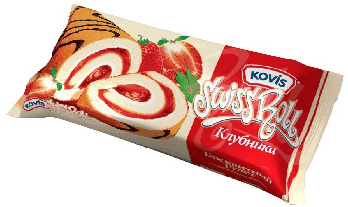 Рулет Kovis с клубникой 175 гр., флоу-пак