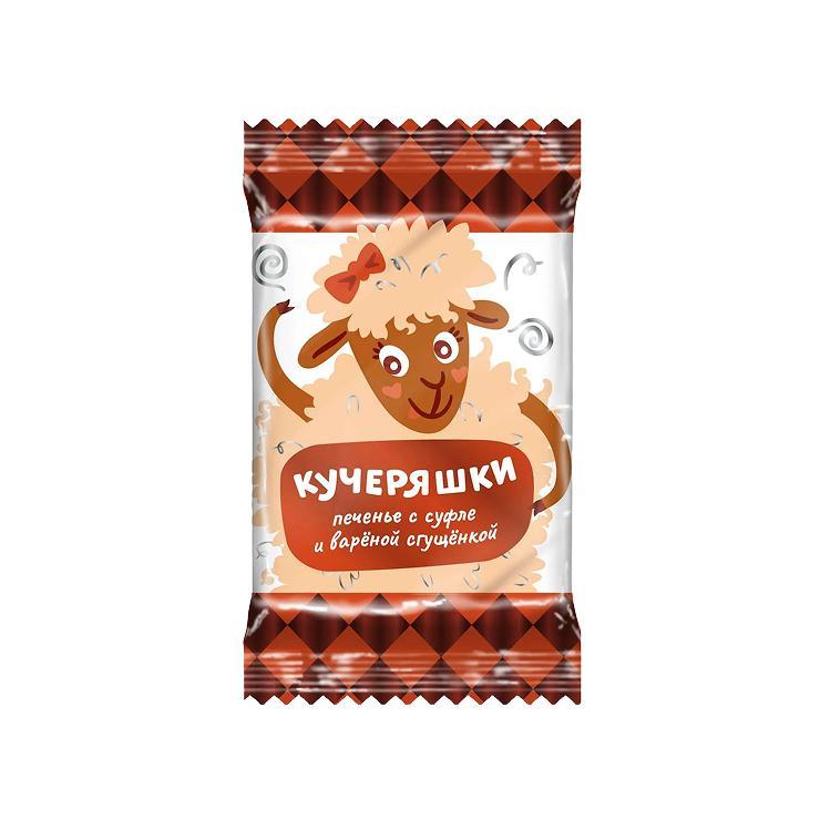 Печенье Дымка Кучеряшки суфле-вареная сгущенка глазированное 63 гр., флоу-пак