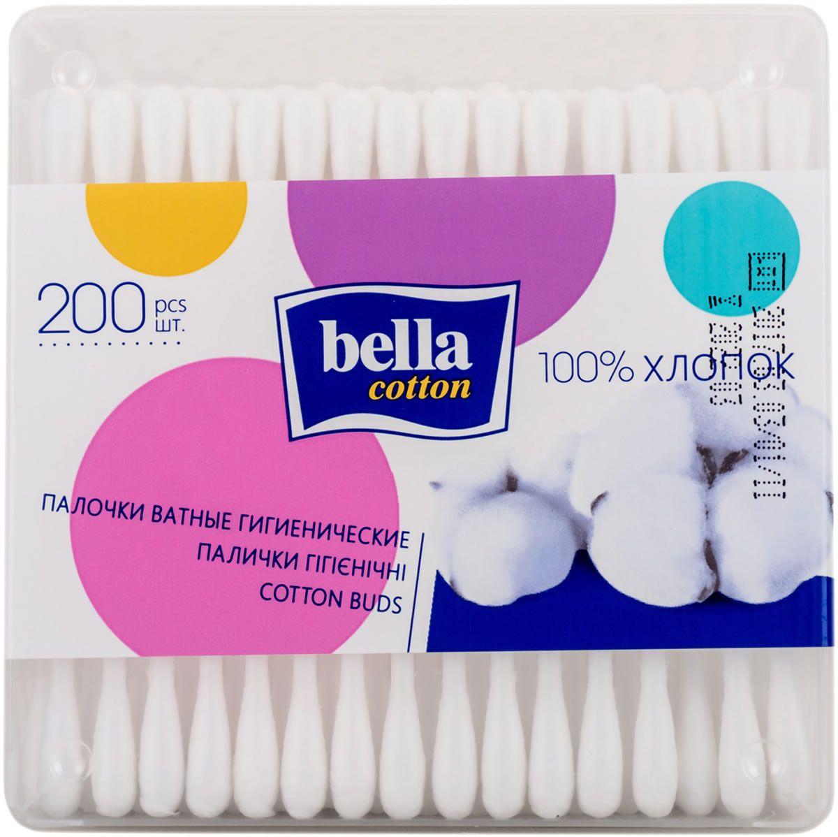 Ватные палочки Bella 200 шт., пластик