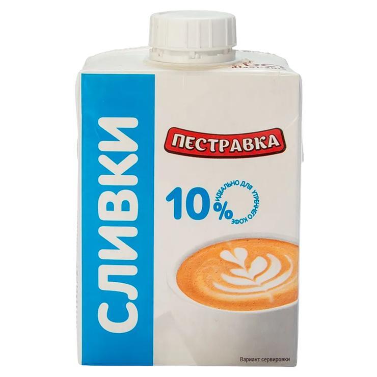 Сливки Пестравка 10% ультрапастеризованные 500 мл., тетра-пак
