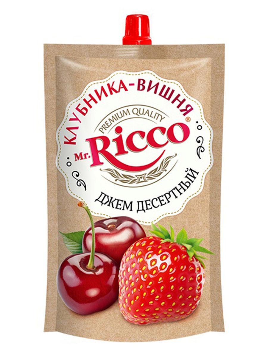 Джем Mr. Ricco десертный клубника-вишня , 300 гр, дой-пак с дозатором
