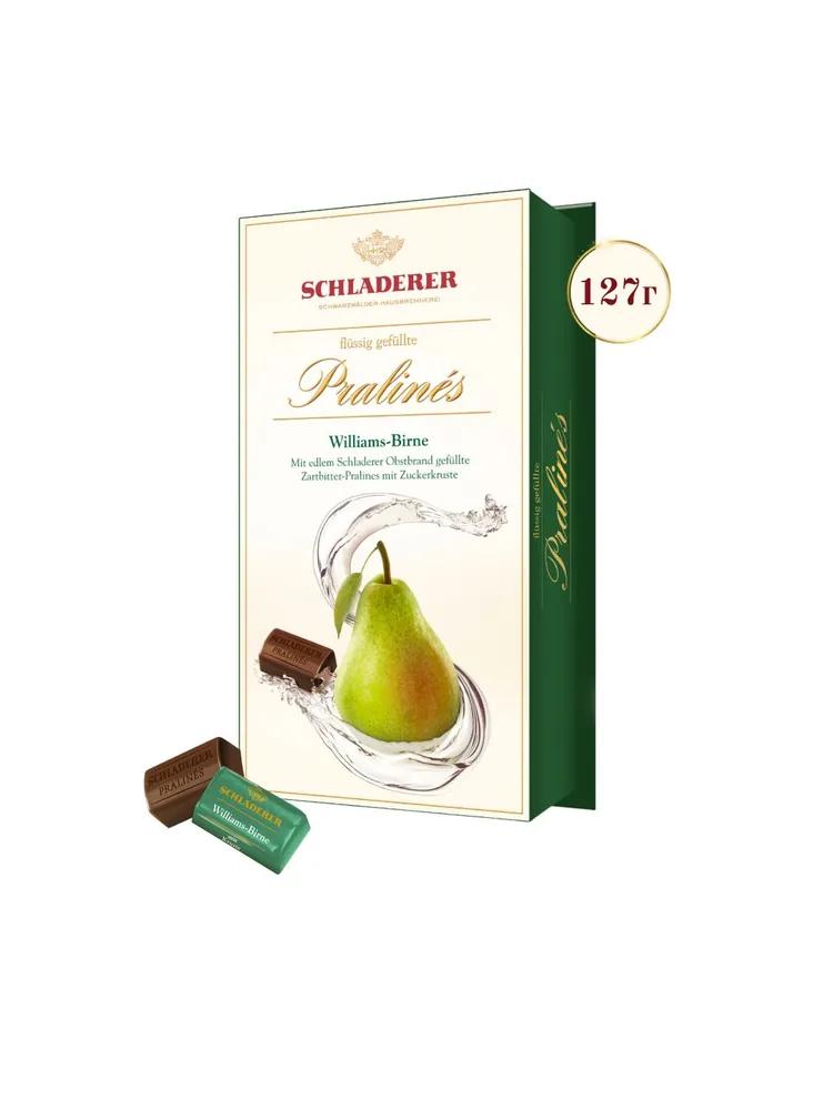 Конфеты Schladerer williamsbirne 2411 из горького шоколада с сахарной корицей с грушевым бренди 127 гр., картон