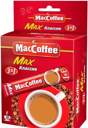 Кофе растворимый MacCoffee Мах Классик 3 в 1 20 шт. 320 гр., картон