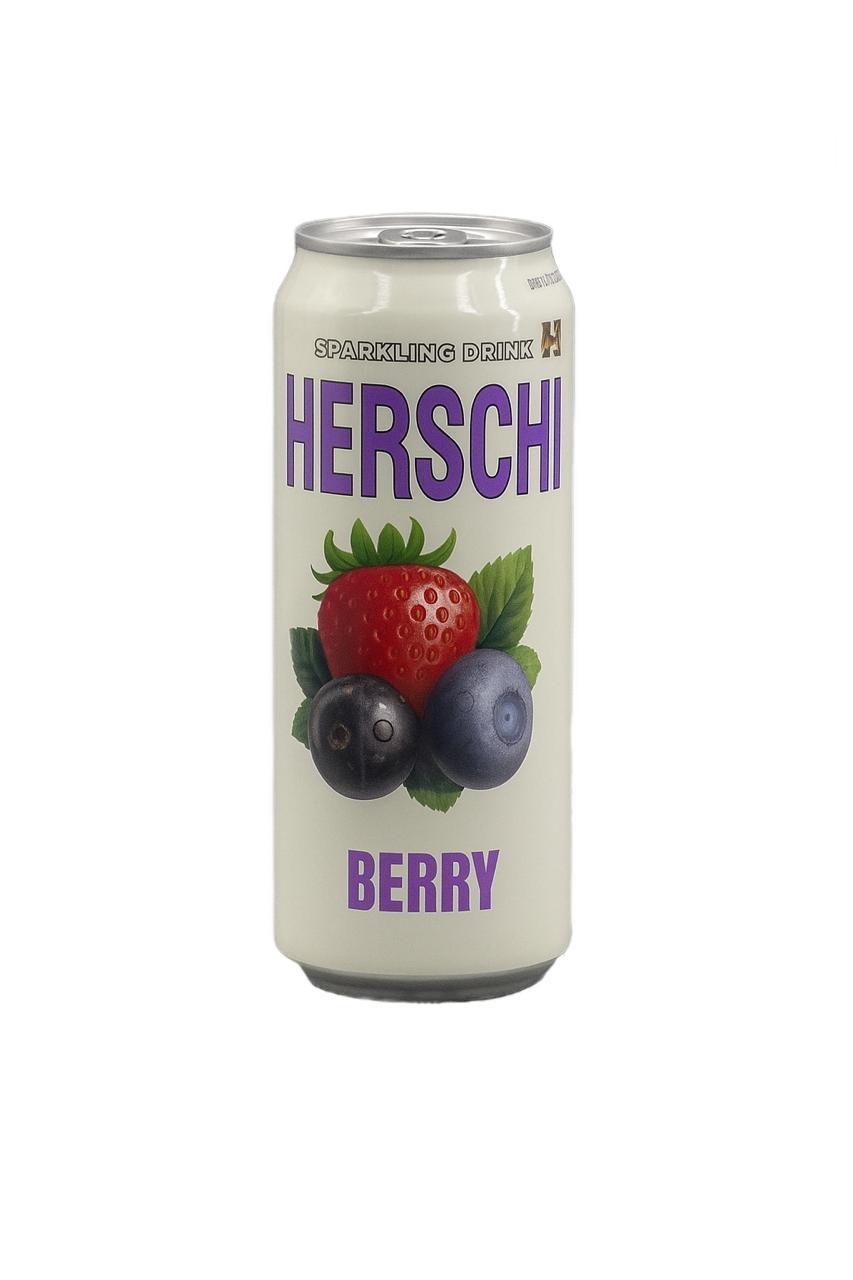 Напиток газированный HERSCHI Berry черника клубника черная смородина  450 мл., ж/б