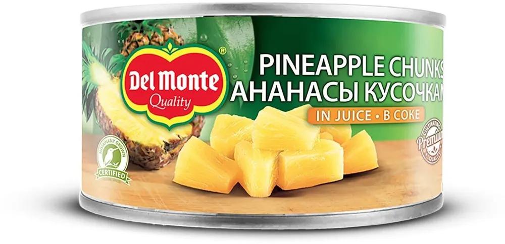 Ананасы Del Monte кусочки в соке 230 гр., ж/б