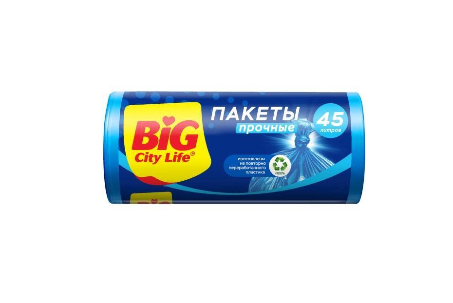 Пакеты для мусора Big City Life HD 55х70 см. синие 45 л. 20 шт., бумага
