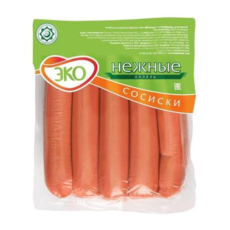 Сосиски Эколь Нежные Халяль 480 гр., вакуум