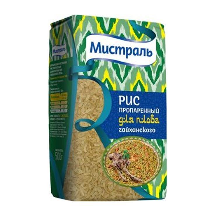 Рис Мистраль пропаренный для чайханского плова 500 гр., флоу-пак