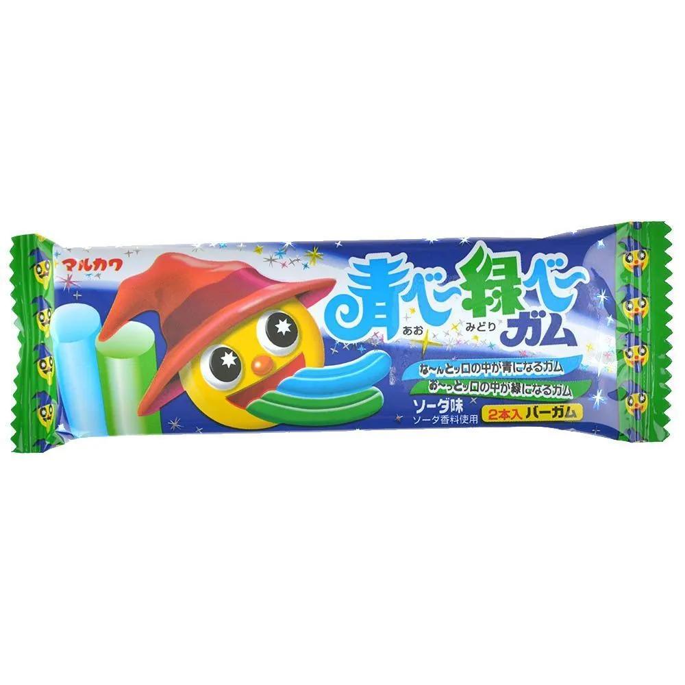 Жевательная резинка Marukawa Синий и зеленый язык со вкусом прохладной соды 11,8 гр., флоу-пак