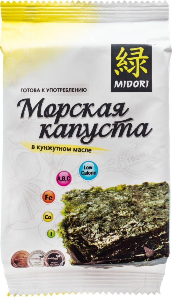 Капуста морская сушеная Midori в кунжутном масле 5 гр., флоу-пак