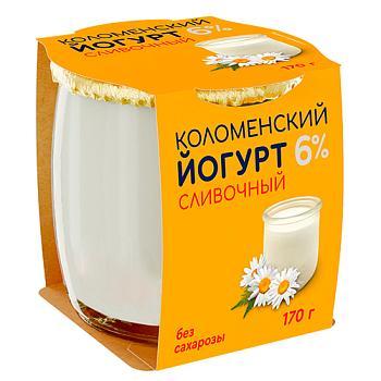 Йогурт Коломенский Сливочный 6% 170 гр., стекло