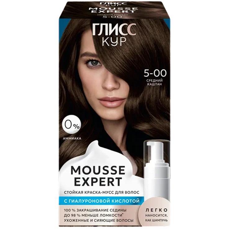 Краска-мусс для волос Глисс Кур стойкая 5.00 средний каштан 85 мл., картон
