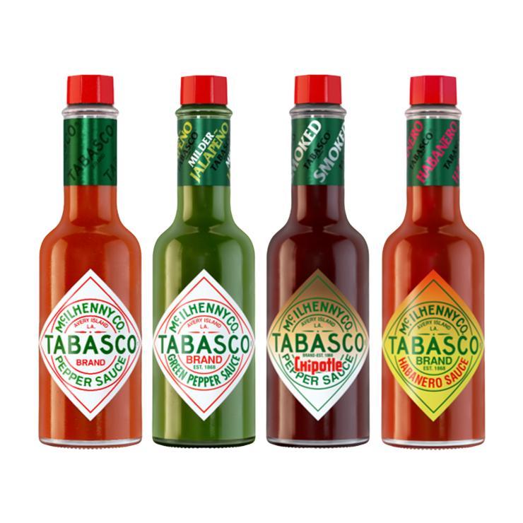 Соус Mc. Ilhenny Co. Tabasco красный перечный + зеленый перечный + перечный Чипотле + Хабанеро 4х60 мл., картон