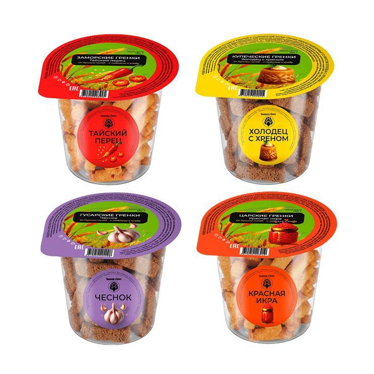 Гренки Традиции и Благо ассорти 130 гр., пластиковая упаковка