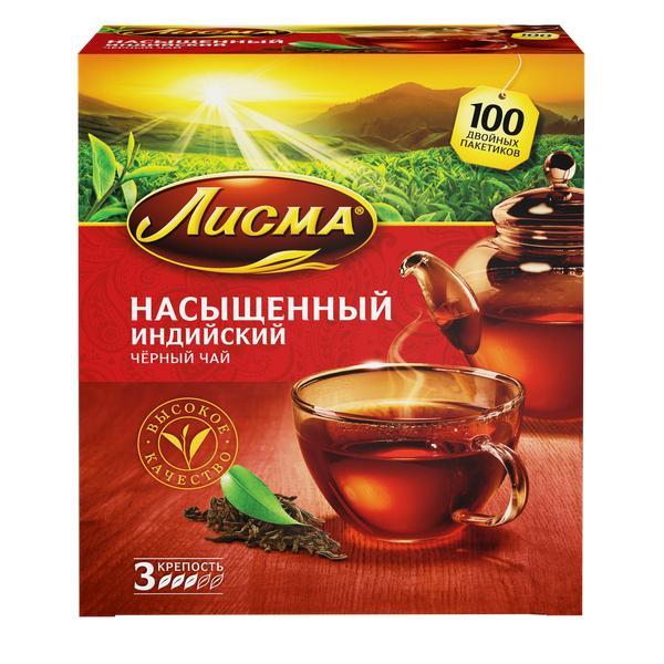 Чай черный Лисма Насыщенный 100 пакетиков 200 гр., картон