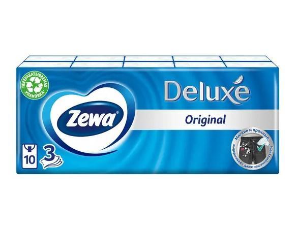 Платочки бумажные Zewa Deluxe без аромата 3 слоя 10х10 шт., флоу-пак