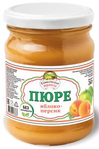 Пюре яблочно-персиковое Семилукская трапеза, 470 гр., стекло