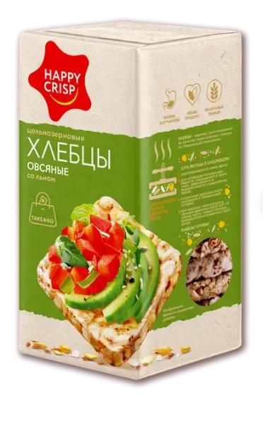 Хлебцы HAPPY CRISP Овсяные со льном, 60 гр., картон