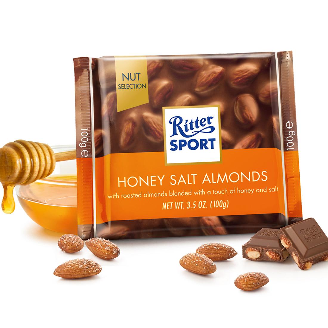 Шоколад Ritter Sport Honey Salt Almonds 100 гр., флоу-пак