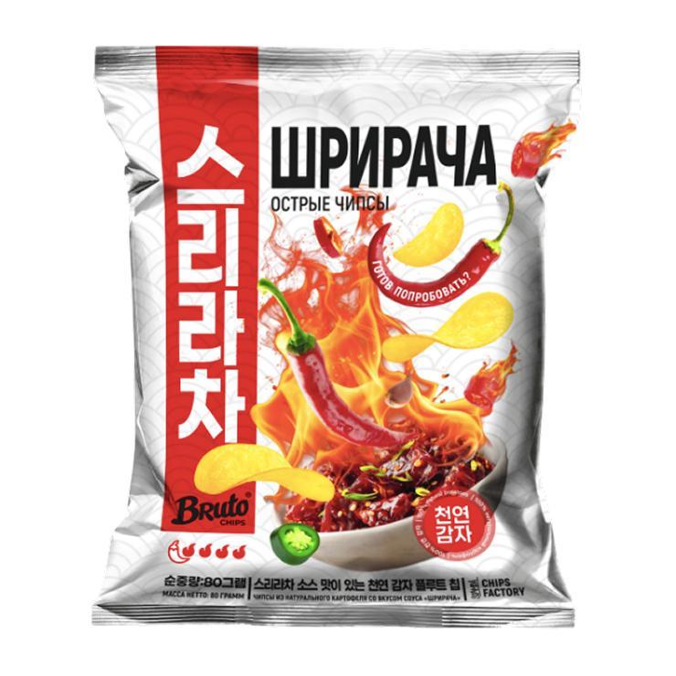 Чипсы Bruto шрирача острые 80 гр., флоу-пак