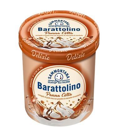 Мороженое пломбир Barattolino итальянское пинта панна котта 500 гр., пластиковое ведро