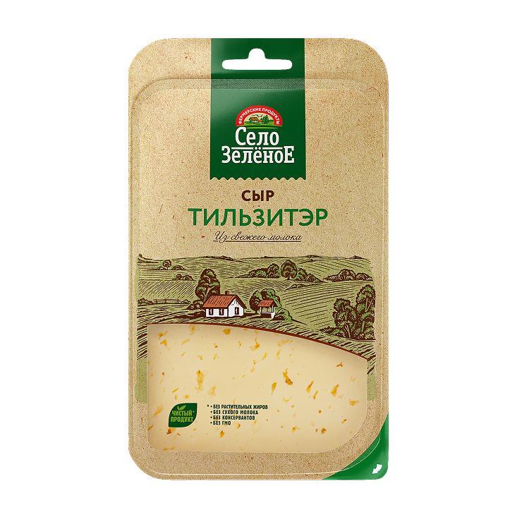 Сыр Село Зелёное Тильзитер 40% нарезка 130 гр., ПЭТ