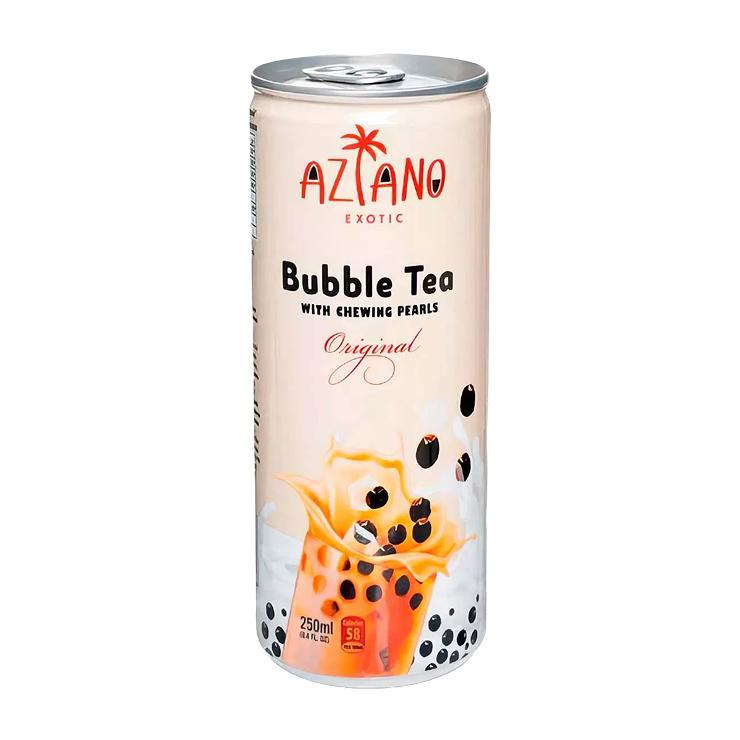 Чай холодный Aziano Bubble tea молочный классический с жевательными шариками из конжака 250 мл., ж/б